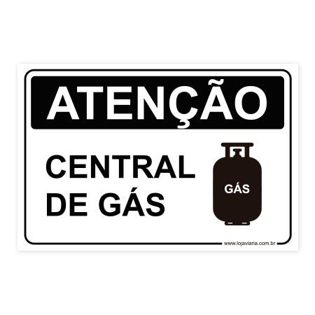 Placa Atenção, Central de Gás 30x20 cm ACM 3 mm