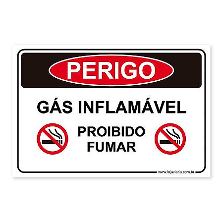Placa Gás Inflamável, Proibido Fumar - 30x20 cm ACM 3 mm