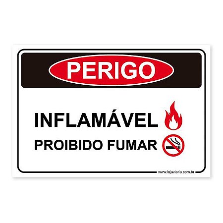 Placa Inflamável, Proibido Fumar - 30x20 cm ACM 3 mm