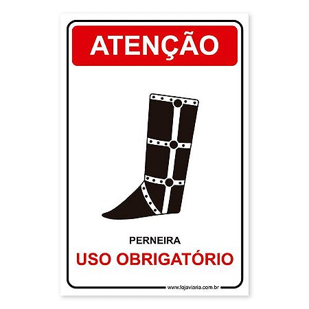 Placa Uso Obrigatório de Perneira - 20x30 cm ACM 3 mm