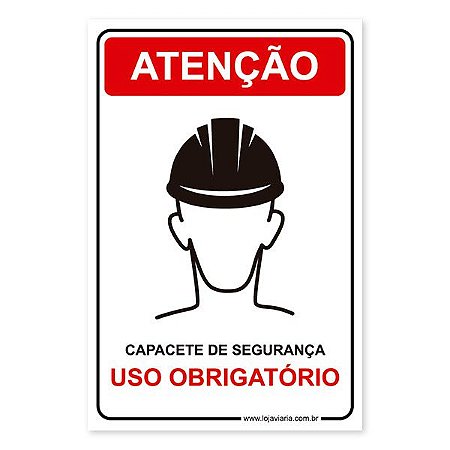 Placa Uso Obrigatório de Capacete de Segurança - 20x30 cm ACM 3 mm