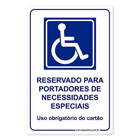 Placa Reservado para Deficiente Físico - 20x30 cm ACM 3 mm