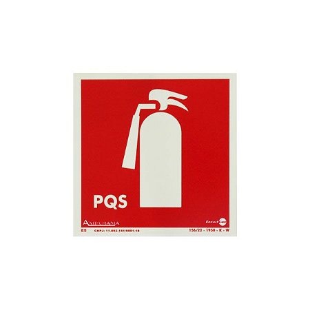 Placa Fotoluminescente Extintor PQS - 18 x 18 cm