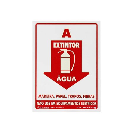 Placa Fotoluminescente Extintor Água