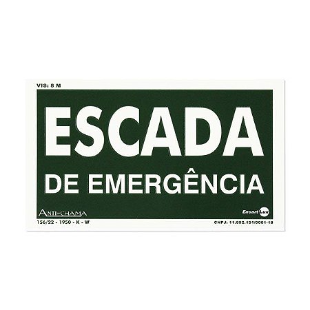 Placa Fotoluminescente Escada de Emergência - 25 x 15 cm