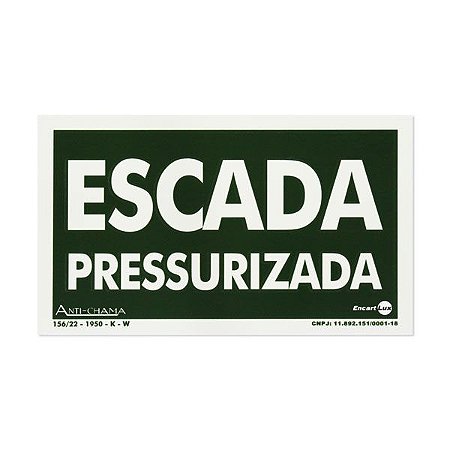 Placa Fotoluminescente Escada Pressurizada - 25 x 15 cm