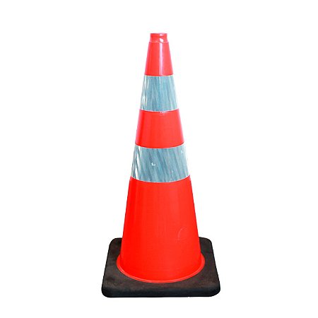Cone rodoviário flexível - Base de borracha - 75 cm