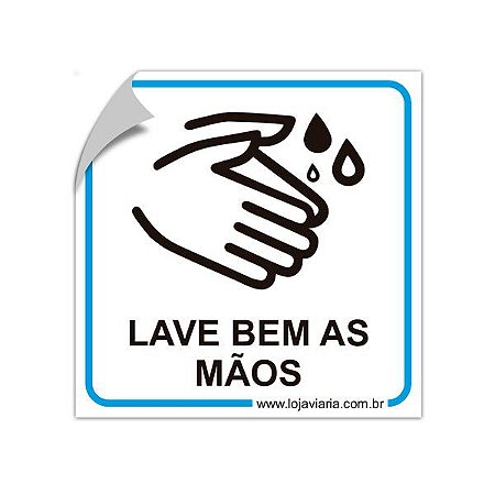 Adesivo refletivo Covid - Lave bem as mãos - 15 x 15 cm