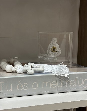 Medalha Sagrado Coração de Jesus em Caixa de Acrílico mini