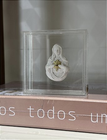 Medalha Imaculado Coração de Maria em Caixa de Acrílico mini