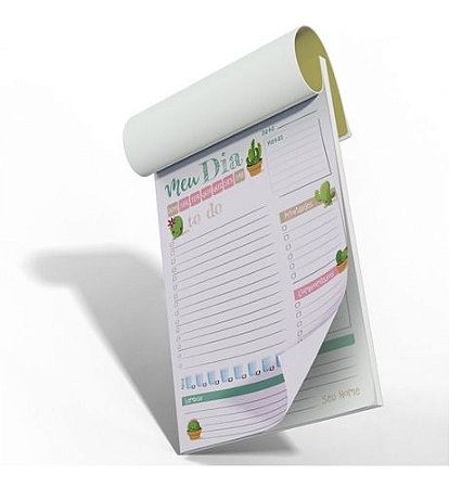 Planner Diário Personalizado Cactos A4 21x30cm 50fls