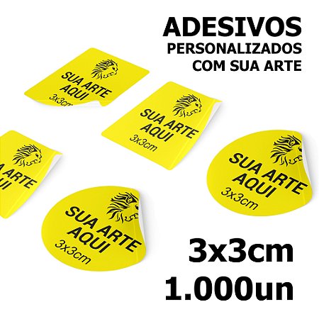 Adesivos Personalizados 3x3cm 1000un de Papel