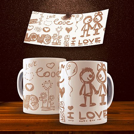 Caneca Love Brown Pencil 325ml