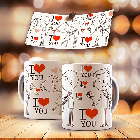 Caneca Casal I Love You 325ml