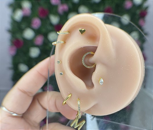 Labret coração liso pvd gold