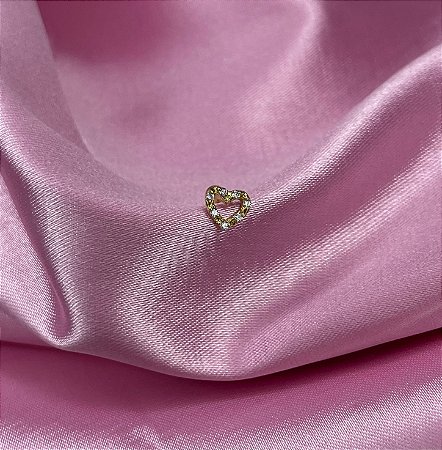 Piercing coração c/ zircônias Ouro 18k