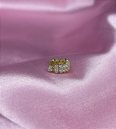 Argola D zircônias dentada Ouro 18k