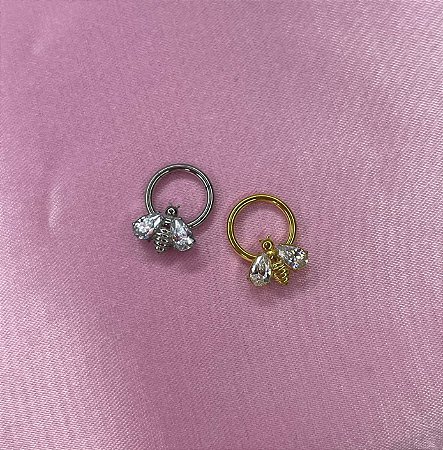 Argola seg daith abelha c/ zirconia