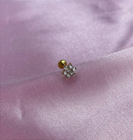 Labret flor M titanio c/ zirconias