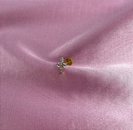 Labret flor 4 pétalas zirconia titanio