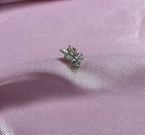 Lbt mini ramo folhas 7 zirconias titânio