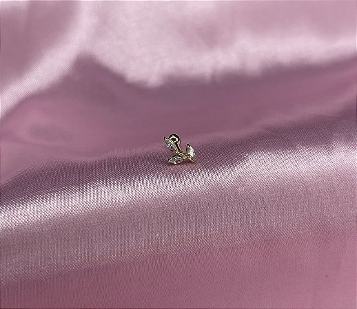 Piercing galho ramo P ouro 18k - 3 zirconias
