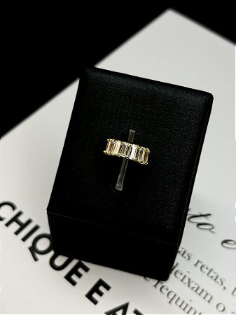Argola seg master baguete pvd 24k  c/ zircônia Swarovski