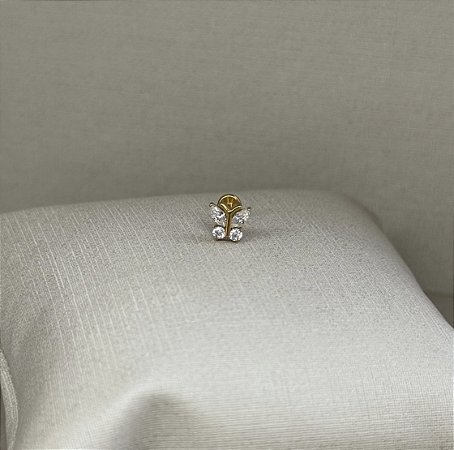 Labret borboleta 4 zirconias antena titânio