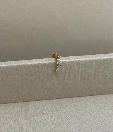 Labret baguete zircônia com pingente