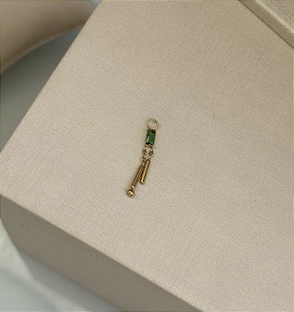 Pingente para piercing zircônia baguete esmeralda