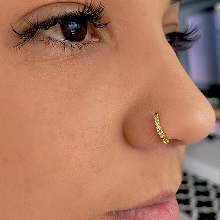 Piercing Nariz Argola Cravejada Prata 925 Cartilagem Furo Orelha