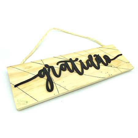 Placa Decorativa Gratidão em Madeira (29cm)