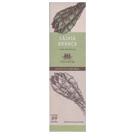 Incenso Natural Sálvia Branca 100% Natural (9 Varetas)