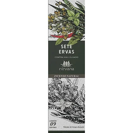 Incenso Natural Sete Ervas 100% Natural (9 Varetas)