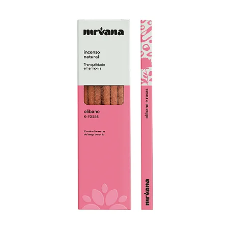 Incenso Natural Olíbano e Rosas 100% Natural (9 Varetas)
