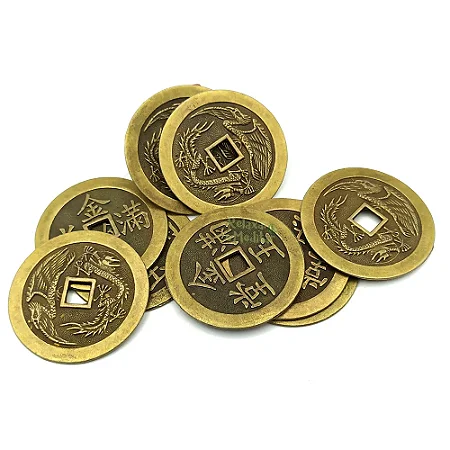 Kit com 3 Moedas Chinesas do Feng Shui (5cm)