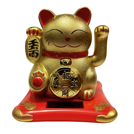 Manekineko Gato da Sorte Dourado com Movimento (11cm)