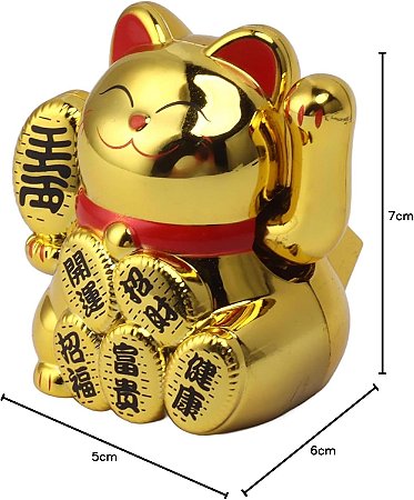 Manekineko Dourado com Movimento Solar (5cm) - Bambu da Sorte