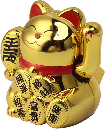 Manekineko Dourado com Movimento Solar (5cm)