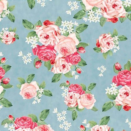 Tecido Tricoline Digital Coleção Exclusiva Bellopano - Floral Rosas Prince