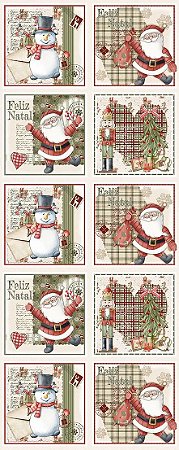 Tecido Tricoline Digital Coleção Natal - Painel Blocos Natalinos 0,60x1,50