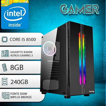 Desktop Gamer NFX PC8 Intel Core i5 282SSDSL B360 AORUS 500W com Windows 10