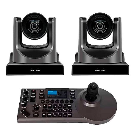 Kit com 2 Câmeras RP PTZ NDI 4K 20x (SDI/HDMI/POE/IP/USB) AI Tracking e Controladora