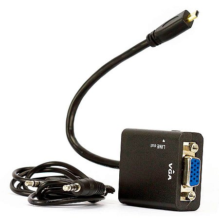 Adaptador de Vídeo MD-9 HDMI Para VGA com Áudio