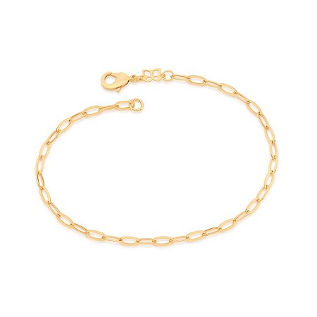 Pulseira  Masculina Rommanel elo cadeado oval folheada a ouro