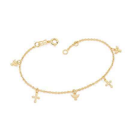 Pulseira Rommanel Fio 3x1 Elos Batidos E Trabalhados  551622