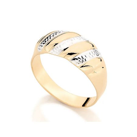 ANEL ROMMANEL FOLHEADO A OURO COM APLICAÇÃO DE RHODIUM - 510486
