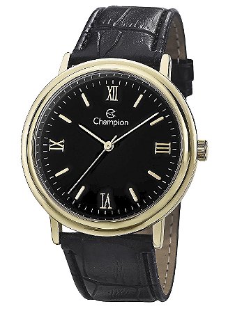 Relógio Champion Original Social Caixa Metal Pulseira Couro