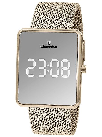 Relógio Champion Original Digital Caixa Metal Pulseira Aço