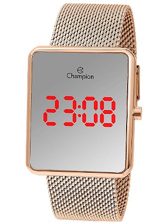 Relógio Champion Original Digital Caixa Metal Pulseira Aço CH40080X